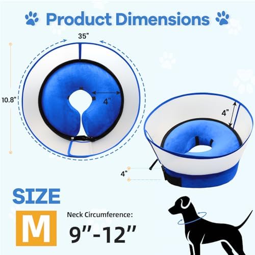 Inflatable Dog Cone Collar,Soft Elizabethan Anti-Lick Pet Recovery Collar - Image 3