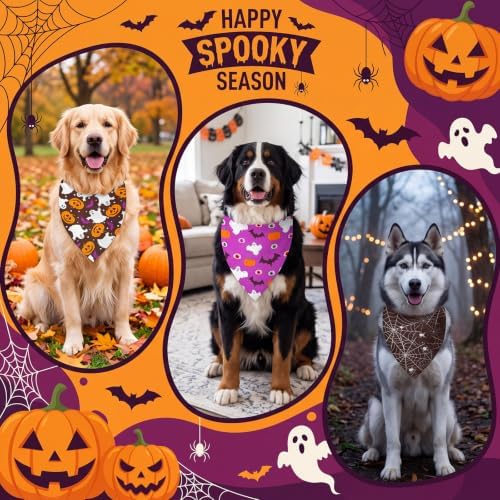 Weewooday 50 Pcs Halloween Dog Bandanas Bulk for Large Pets Charm Grooming - Image 4