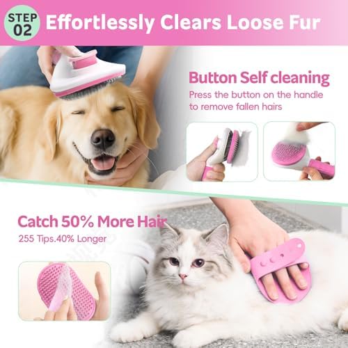 Dog Brush for Shedding 13pcs Bath Grooming Kit with Pet Nail Clipper and File - Dog Bath Brush Cat Grooming Supplies, Dematting Comb Bath Brush Shampoo Scrubber for Dogs and Cats - Image 4