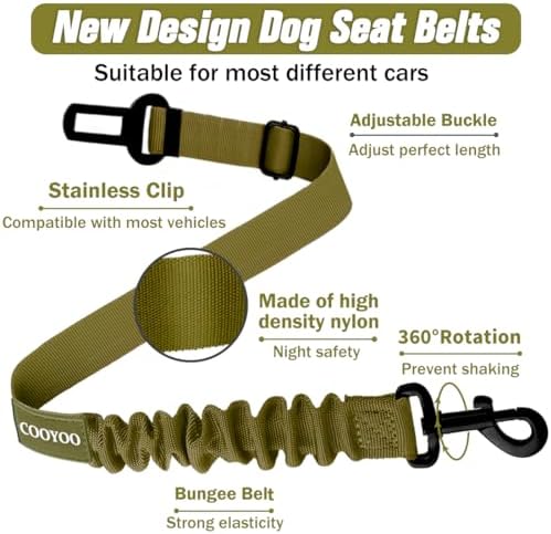 COOYOO Dog Seat Belt,3 Piece Set Retractable Dog Car Adjustable Seatbelts for Vehicle Nylon Pet Safety Heavy Duty & Elastic & Durable Car Harness for Dogs - Image 3