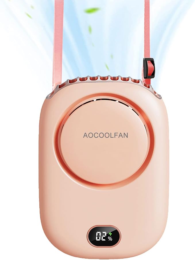 AOCOOLFAN Portable Neck Fan, Mini Small Personal Handheld Fan USB Rechargeable 3 Speed for Girls Boys Woman Eyelash Travel Home Office Outdoor (Pink) by AOCOOLFAN