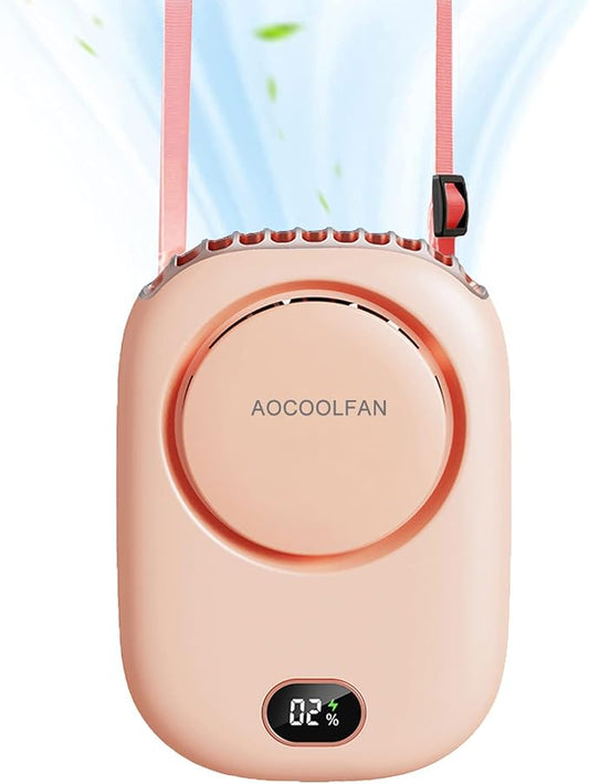 AOCOOLFAN Portable Neck Fan, Mini Small Personal Handheld Fan USB Rechargeable 3 Speed for Girls Boys Woman Eyelash Travel Home Office Outdoor (Pink) by AOCOOLFAN