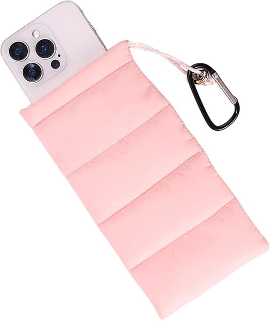 Lyreh Thermal Phone Case with Carabiner, Universal Cellphone Pouch to Prevent Freezing and Overheating, Insulated Warm Phone Cover Bags Extend Battery Life for Outdoor Sports Lovers Gifts (Pink) by Unknown