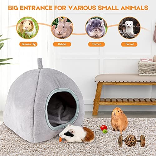 Guinea Pig Hideout - Guinea Pig Bed, Bunny Hideout, Rabbit Bed, Ideal Bed for Small Pets, Tent Shape, Grey - Image 4