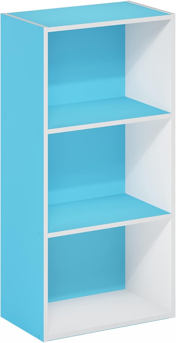 Furinno Luder 3-Tier Open Shelf Bookcase, Light Blue/White - Image 6