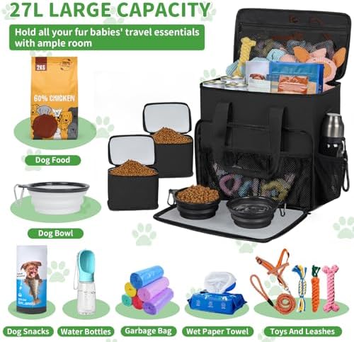 TORIBIO Large Dog Travel Bag for Supplies with Food Bowl - Image 2