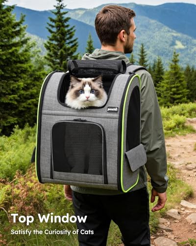 pecute Cat Backpack Expandable, Cat Carrier Backpack Breathable, Large - Image 4