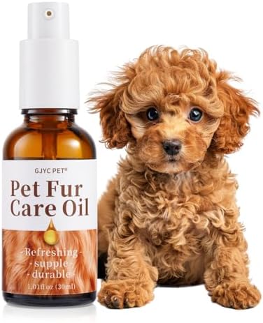 Pet Fur Care Oil - Detangles, Reduces Shedding - Adds Shine with Collagen & Natural Oils - Leave-in Conditioner for Dogs & Cats - 1.01 fl. oz by GJYCPET