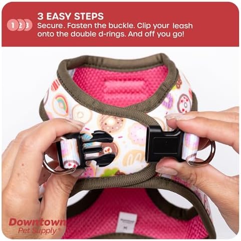 Downtown Pet Supply Step-in Dog Harness – No Pull, Adjustable Padded Mesh with Reflective Trim, Secure Buckle Strap – Comfortable & Breathable Small Dog Harness, Large, Donut - Image 5