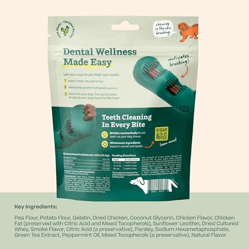 WOOF Bite n' Brush Dog Dental Stick Refills for Chew Toy, Chicken, 18 Count - Image 2