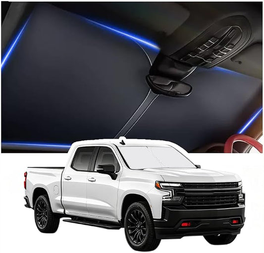 Car Windshield Sun Shade Compatible with Chevrolet 2019-2026 Silverado 1500,Oxford Cloth Sun Shade for Car Windshield with Foldable Design,Windshields Cover Suns Shades with Storage Bag by Aokdom
