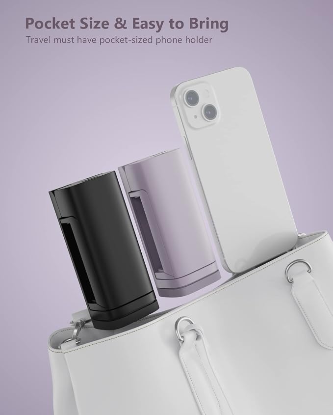 MiiKARE Travel Essentials Airplane Phone Holder, Universal Handsfree Phone Mount for Flying with 360 Degree Rotation, Travel Must Haves Phone Stand for Desk, Tray Table, Black&Purple - Image 6