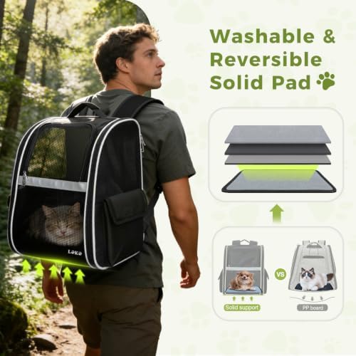 Lekereise Dog Carrier Backpack for Small Medium Dogs Cats up to 18 lbs, Breathable Pet Backpack Carrier with 3 Entrances, Collapsible Cat Backpack Carrier, Travel Hiking Puppy Backpack - Image 5