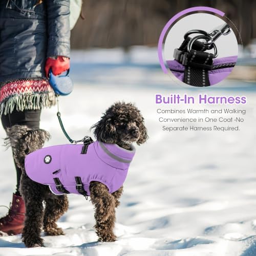 Dogcheer Dog Winter Coat with Harness, Waterproof Fleece Dog Winter Jacket - Image 4