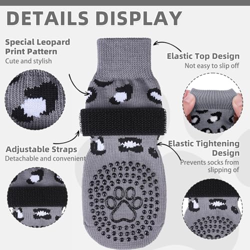 KOOLTAIL Dog Socks for Hot/Cold Pavement to Prevent Licking Paws,Dog Boots&Paw Protector for Hardwood Floors Anti Slip,Traction Control No Twist Grip Booties for Small Medium Large Senior Dogs S - Image 4