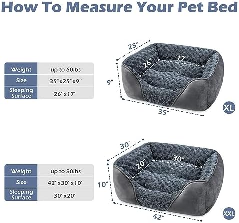 INVENHO XX-Large Dog Bed for Large Medium Small Dogs, Rectangle Washable Dog Bed, Orthopedic Dog Bed, Soft Calming Sleeping Puppy Bed Durable Pet Cuddler with Anti-Slip Bottom XXL(42"x30"x10") - Image 3