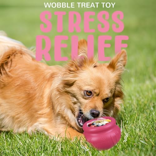 Wobbly Dog Enrichment Lick Toy, Stuffable Frozen Lick Bowl to Keep Dogs Busy, Long-Lasting Interactive Treat Dispensing Dog Toy, Silicone Fetch Catch Chew Toy(Rose,S) - Image 2