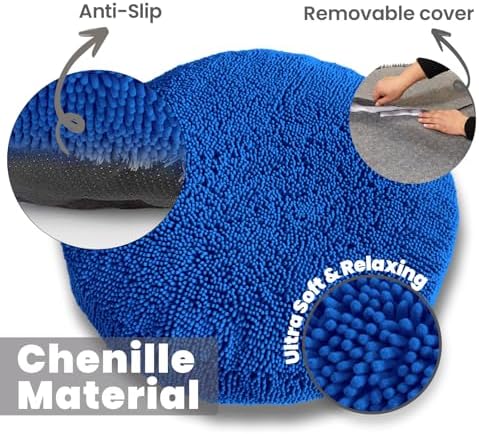 Muddy Mat® Cloud K-9 Bed for Dogs & Cats, Soft & Relaxing Donut Dog Bed, Chenille Material, Removable Cover, Washable & Dryer Safe–Navy Blue Large(40'x40') - Image 2