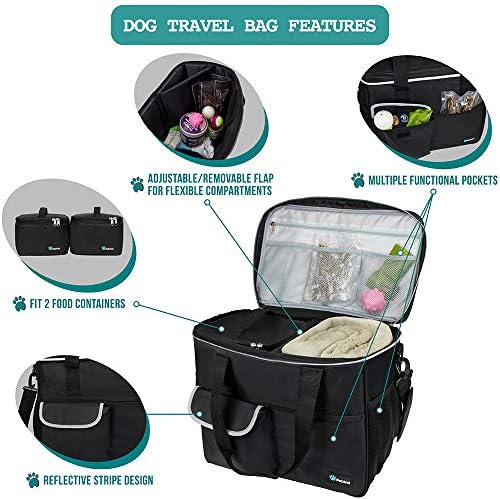 PetAmi Dog Travel Bag Organizer, Pet Supplies Tote Diaper Bag, Black Large - Image 4