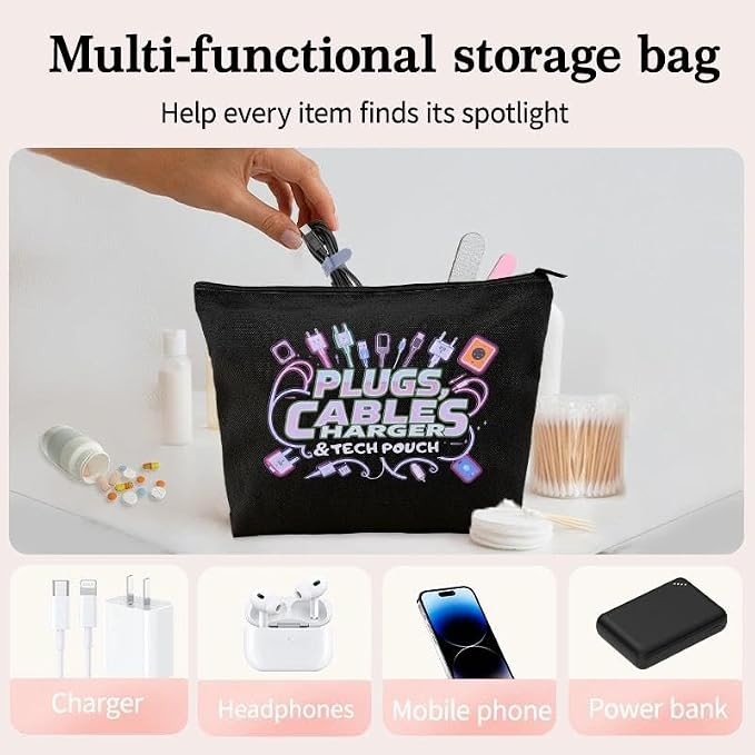 Plug Cable Charger Tech Pouch Charging Cable Organizer Travel Bag Small Usb Wire Storage Bag Earphone Case Pouch Silicone Cord Ties for Electronics Cell Phone Charger Bags for Men Women Charge Wrap - Image 3