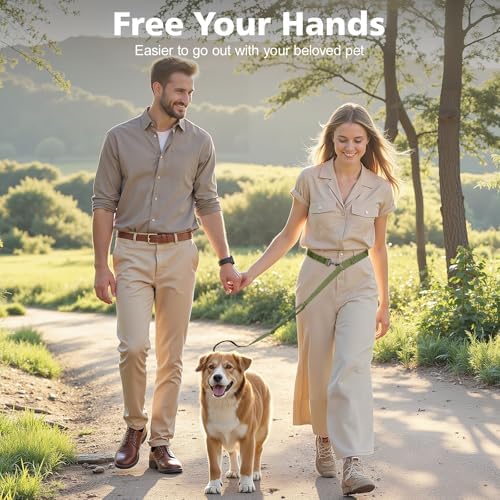 8.5ft Hands Free Dog Leash Adjustable for Medium Dogs, Army Green - Image 2
