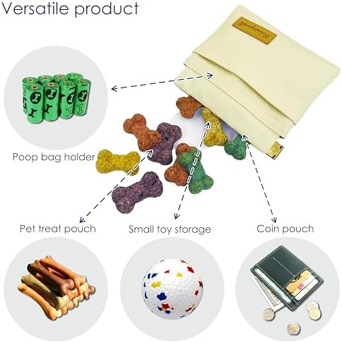 Raisingwell Dog Treat Pouch, Lvory Pocket Sized Pet Training Pouch, Cotton Fabric, Hand Free Dog Walking Bag with Carabiner, Self-Closing Pet Feed Snack Reward, for Puppy Travel or Outdoor Use - Image 3
