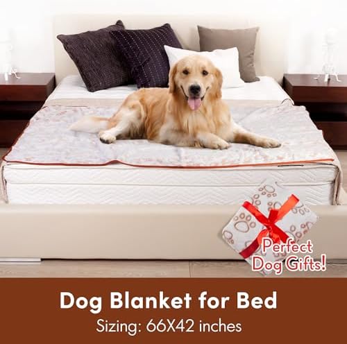 Stuffed Large Brown Premium Soft Dog Blanket, with Flannel Cute Paw Print, 43 * 66 inches, Cat Blanket Maltipoo Puppy Essentials - Image 7