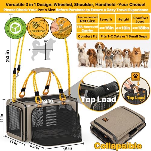 PAWZIDEA Expandable Pet Carrier for Small Cats & Dogs, TSA Airline Approved - Image 2