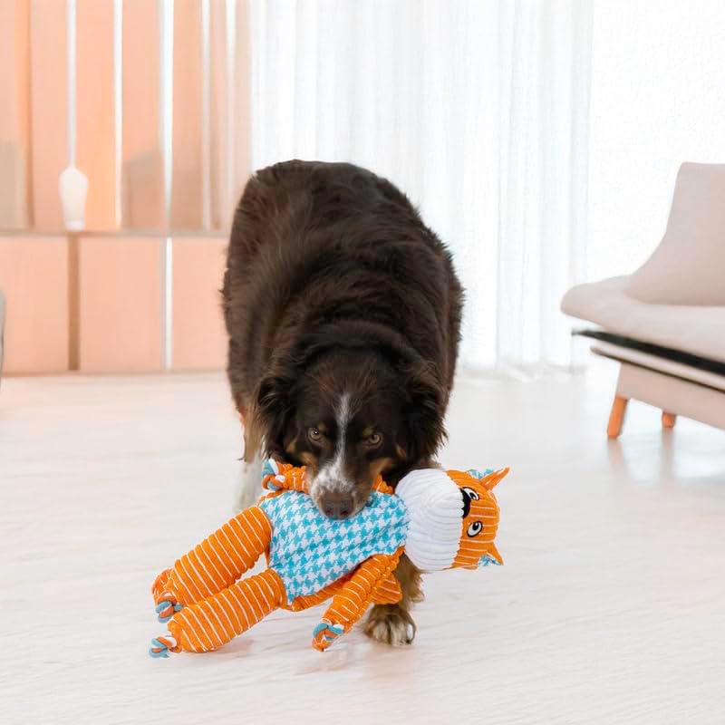 KONG Floppy Knots - Durable No‑Stuffing Squeaky Rope & Plush Dog Toy - for Teething, Playing (Fox, Extra Large) - Image 2