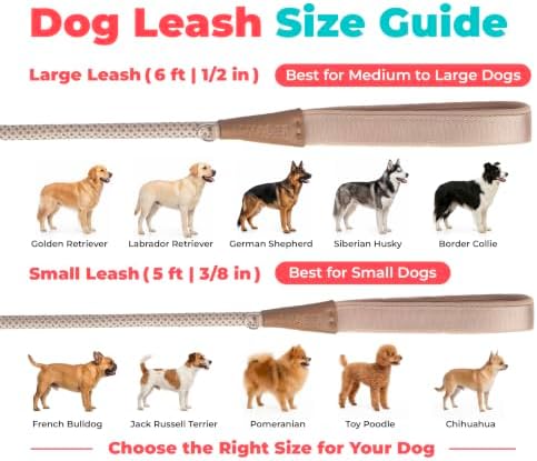 Voyager by Best Pet Supplies Round Rope Reflective Dog Leash - Soft Neoprene Handle & Tangle-Free Hook - Heavy Duty, Strong Durable Lead for Large/Medium/Small Dogs - Khaki, 3/8” x 5' - Image 6