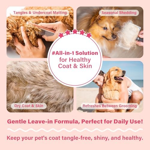 Dog Detangler & Dematting Spray - Leave-in Conditioner, Classic Powdery Scent | Infused with Coconut Oil, Jojoba Oil, and Squalane for Easy, Tangle-Free Grooming - 3.38 fl. oz - Image 5