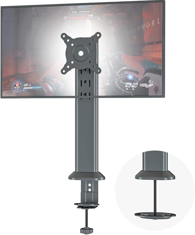 HEMUDU Single Desk Monitor Arm Mount Stand Fit for 13 inch to 32 inch Flat Curved Computer Screen with Swivel, Height Adjustable, Rotation,Holds up to 77lbs, Black by HEMUDU