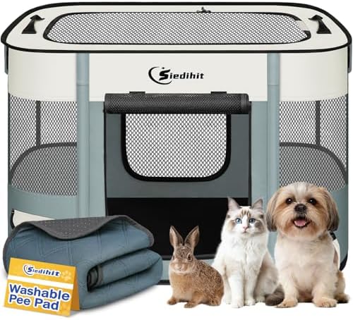 Siedihit 28" Dog Playpen,Cat Puppy Pen, Pet Portable Crate Indoor Outdoor by Siedihit