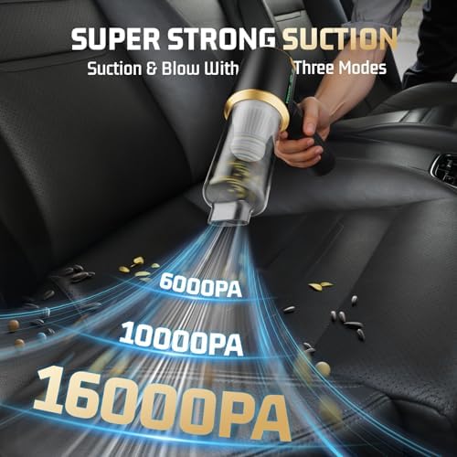 Cordless Car Vacuum Cleaner: 7-in-1 & 16000Pa Suction - Pitch-Black - Image 4
