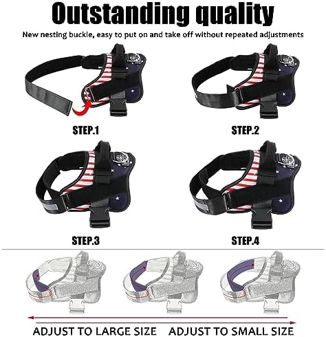 Bolux Dog Harness, No-Pull Reflective Dog Vest, Breathable Adjustable Pet Harness with Handle for Outdoor Walking - No More Pulling, Tugging or Choking (Flag, Large) - Image 3
