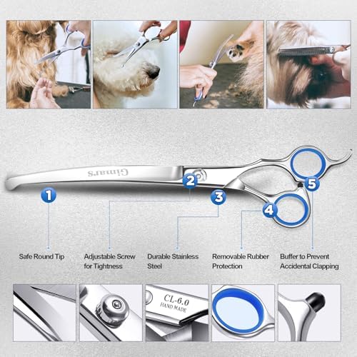 Gimars Titanium Coated Professional 6 in 1 4CR Stainless Steel Dog Grooming Scissors with Safety Round Tip, Heavy Duty Pet Grooming Scissor for Dogs, Cats and Other Animals - Image 4