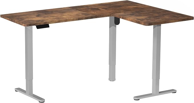 VIVO Vintage Brown 63 x 55 in Corner Standing Desk, DESK-E3CTGN | Electric, Reversible L-Shaped Table, Sit Stand, Height Adjustable, Memory Controller, Office Furniture Sets, Gray Frame - Image 9