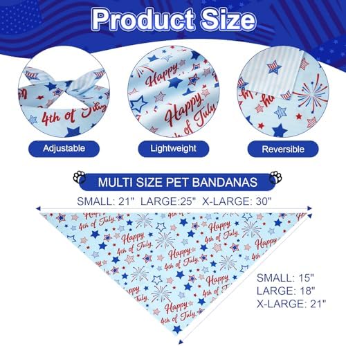 4th of July Dog Bandanas Large 3PCS, 6 Pattern Scarf for Boy Girl - Image 3