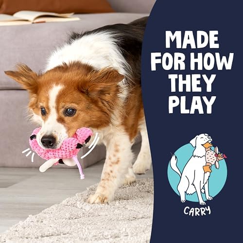 goDog Farm Friends Sitting Flying Pig Squeaky Dog Toy, Plush with Chew Guard Technology, Pink, Mini - Image 5