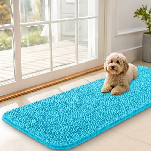 OLANLY Dog Door Mat for Muddy Paws 47x17, Super Absorbent Chenille Mud Mat by OLANLY