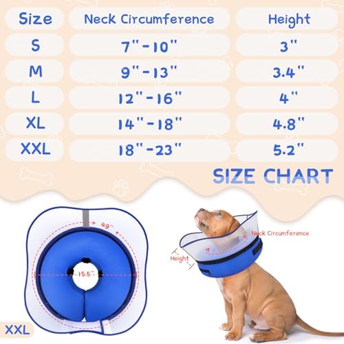 Supet Raised Inflatable Dog Cone Collar to Stop Licking, Soft Dog Cone Alternative After Surgery, Pet Neck Donut Collar for Small Medium Large Dogs - Image 6