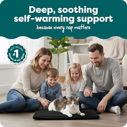 FurHaven ThermaNAP Self Warming Cat Mat, Dog Bed for Crates with Self-Warming Technology for Cozy Rest, Fully Machine Washable, Small, Plush Faux Fur, Black - Image 2