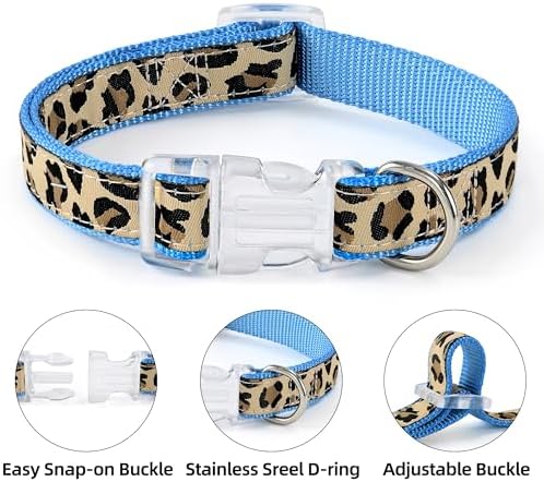 Mile High Life Leopard Dog Harness Collar Leash Set, Adjustable No Pull Dog Halter Harness for Small Breed Dogs, Easy Control for Training Walking (Blue, S Chest 11"-18", Neck 10"-14") - Image 4