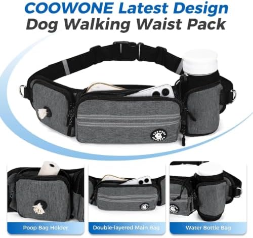 Hands Free Dog Leash with Dog Walking Fanny Pack,Grey - Image 2