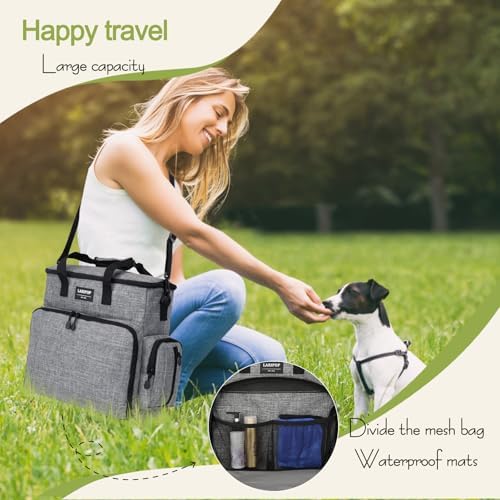 LARIPOP Dog Travel Bag Airline Friendly for Small Medium Large Dogs, Pet Travel Organizer with Collapsible Bowls Food Containers Mat, Waterproof Portable Tote for Dog Outdoor Travel - Image 6