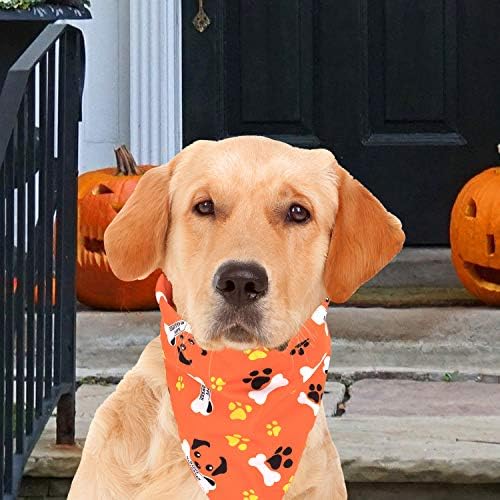 Whaline 5 Pack Halloween Dog Bandanas, Triangle Pet Scarfs Washable Pet Neckerchief Dog Bibs, Pumpkin, Ghost, Candy Corn and Bones Pet Bandanas Medium - Image 6