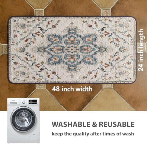 nunubaby Washable Pee Pads for Dogs, Stylish, Non-Slip and Leak-Proof Pee Pads. Reusable Potty Pads for Dogs for Crates and Floors.(Beige/Floral, 24" x48" ) - Image 4