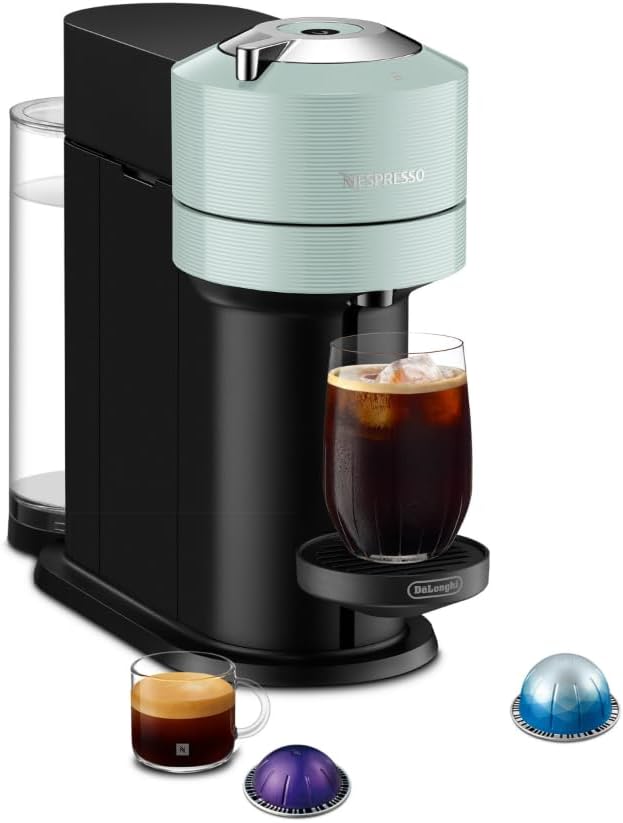 Nespresso Vertuo Next Coffee & Espresso Maker by De'Longhi, Teal | Jade teal coffee machine with slim, sustainable design. Brews 6 cup sizes, espresso to 18 oz., all topped with crema. by Unknown