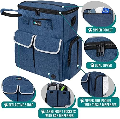 PetAmi Dog Travel Bag Organizer, Pet Supplies Diaper Tote, Navy Blue - Image 3