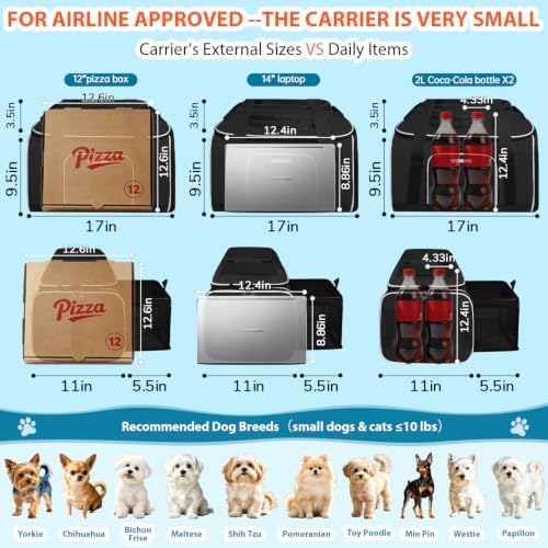 Petskd Top and Side Expandable Small Pet Carrier Airline Approved, Black - Image 4